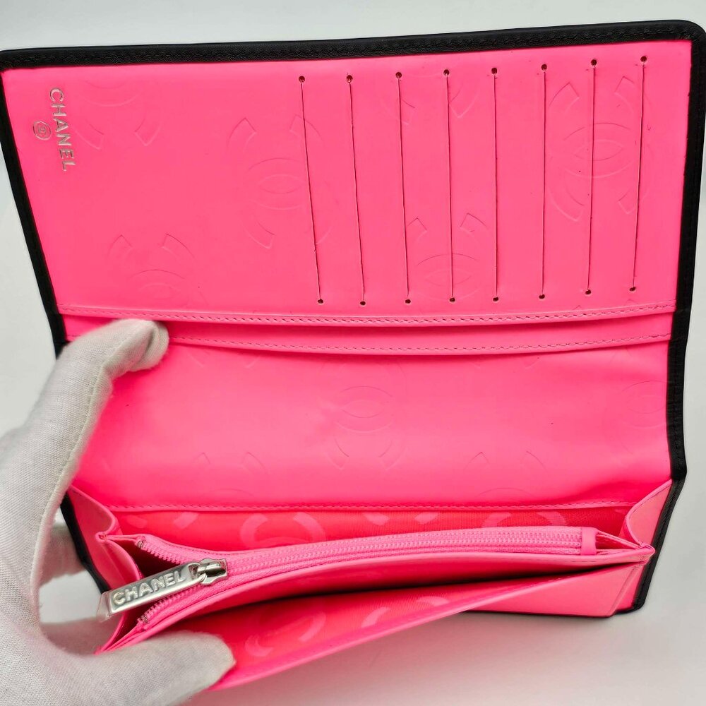 CHANEL Cambon Black Pink Lambskin Long Wallet 385-043025 - Picture 7 of 15